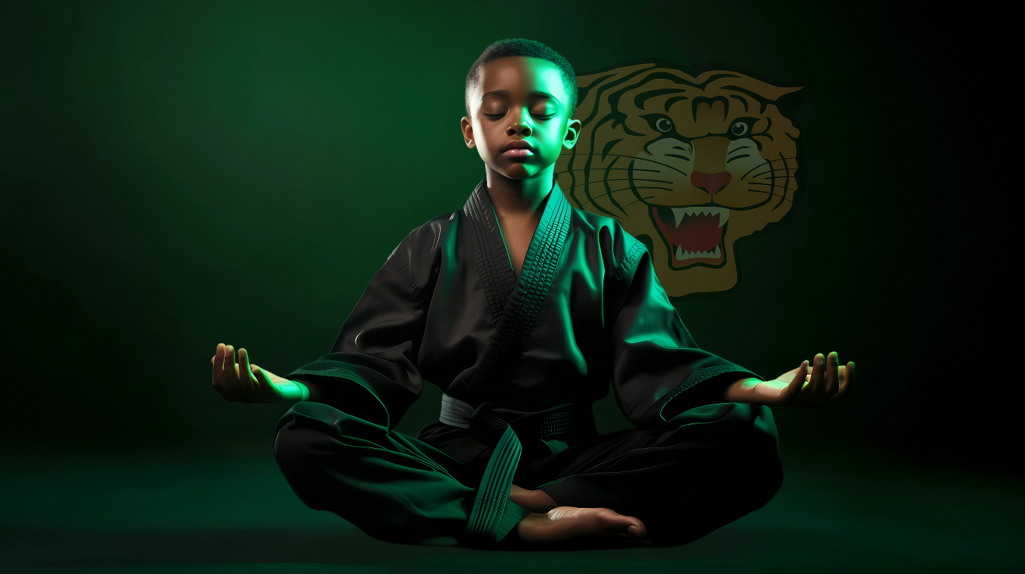 Young martial artist meditating